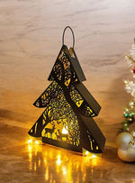 Laterne Forest Tannenbaum aus Metall Schwarz gold