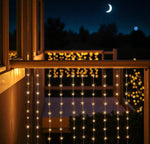 LED Lichtervorhang Outdoor mit Sternen 100 LED B: 225cm H: 200cm Warm weisses Licht