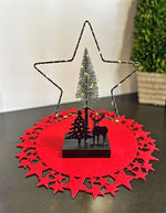 LED Deko Stern mit Hirsch und Baum aus Metall H32cm 26 LED