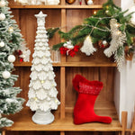 LED Tannenbaum weiss aus Magnesia mit 8 LED H78cm