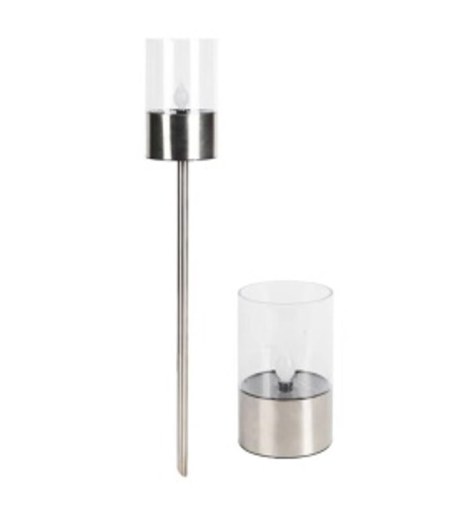 LED Solar Leuchte mit Kerzenflackern  
aus Edelstahl
mit 1 LED