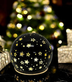 LED Glas Kugel schwarz mit 15 LED D:12cm Motiv: Sterne