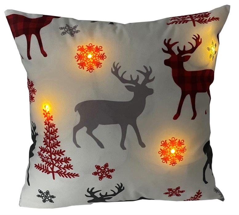 LED Kissen mit Reisverschluss 4 LED Motiv: Rentiere Grösse: 40cm x 40cm