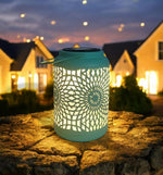 LED Solar Laterne in Grün aus Metall D12.5cm x H17.5cm