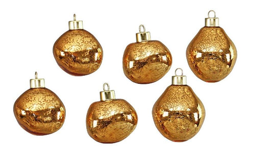Weihnachtskugel Glas organic 6er Set gold mercury D6-7cm