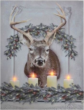 LED Bild aus Canvas 4 LED
Motiv: Hirsch
B:40cm H:60cm T:1.8cm