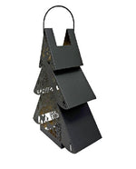 Laterne Forest Tannenbaum aus Metall Schwarz gold