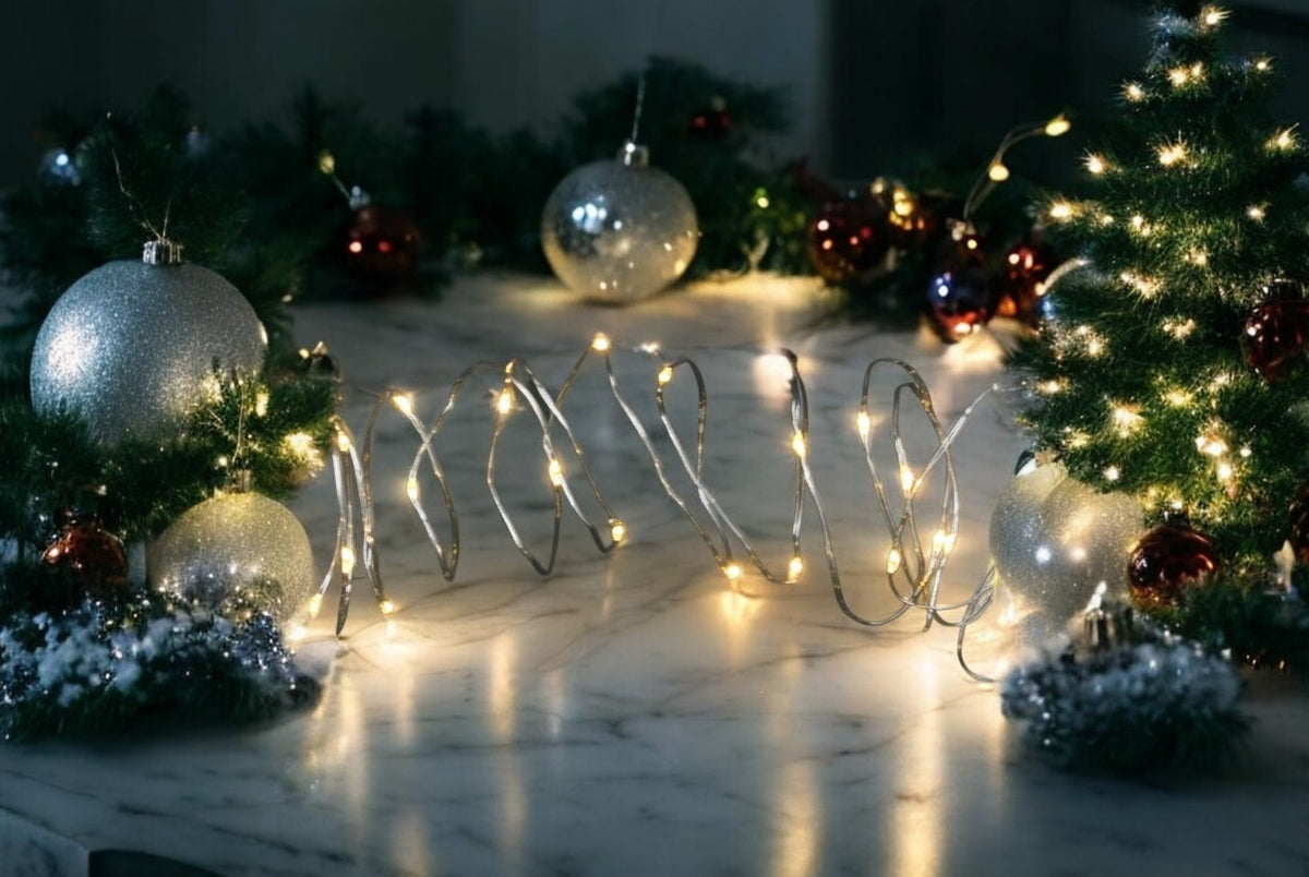 LED Outdoor Micro Draht Lichterkette 40 LED, L: 390cm silber Draht