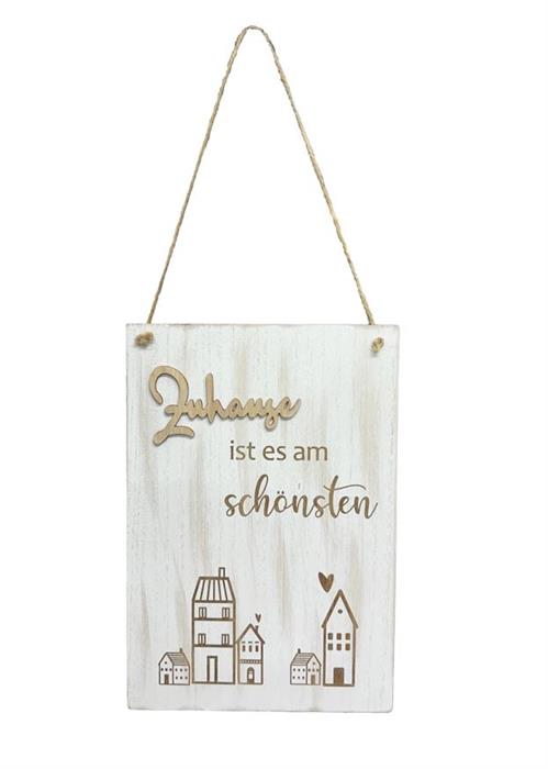 Deko Schild aus Holz (Pappel) mit Spruch Zuhause ist es am schönsten