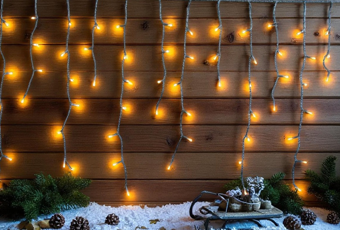 LED Lichtervorhang Outdoor "Icicle" Total 200 LED, mit 40 Strängen B:390cm H:70cm
