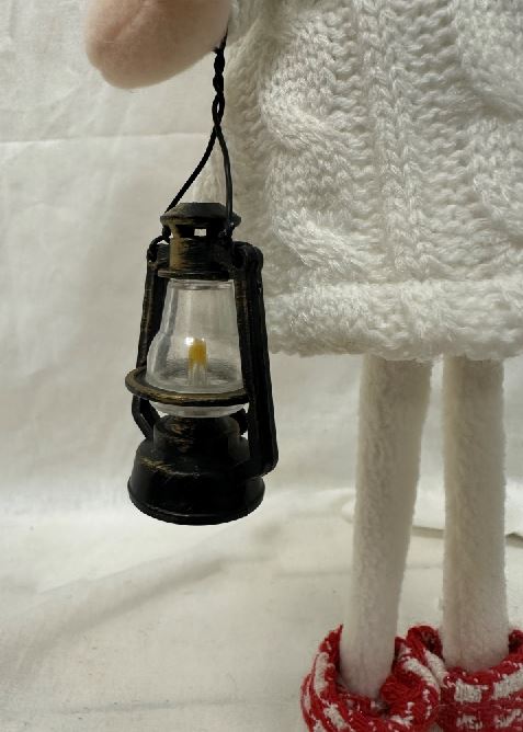 Deko Figur Mädchen weiss rot mit Laterne in der Hand H40cm