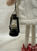 Deko Figur Mädchen weiss rot mit Laterne in der Hand H40cm