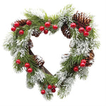 Weihnachtskranz in Herzform
mit roten Dekorationselementen
Durchmesser 25cm