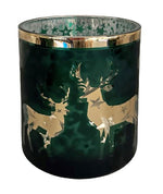 Windlicht aus Glas
Farbe: Matt Grün mit goldigem Rand
H:12.5cm D:10cm