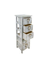 Kommode aus Holz "Herz" mit 5 Schubladen Grösse: 25x25x75cm shabby chic