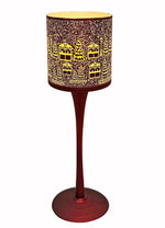 Windlicht Kelch aus Glas Bergdorfmotiv rot weiss