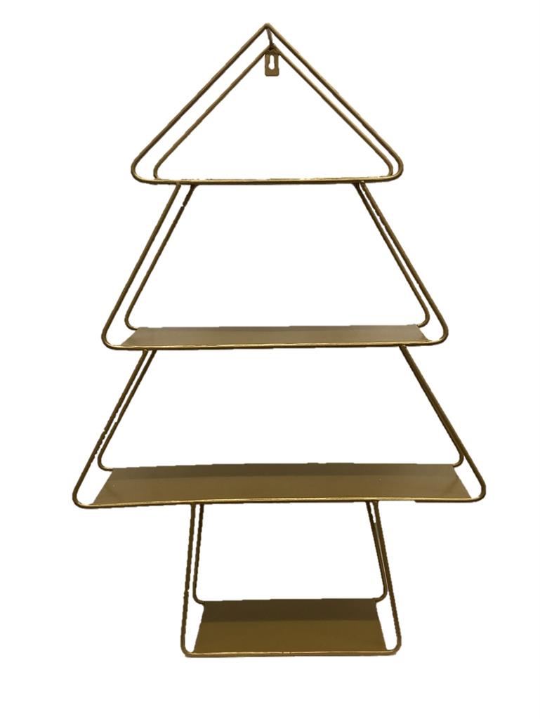 Etagere als Baum  
mit 4 Ablagen 
aus Metall in Gold