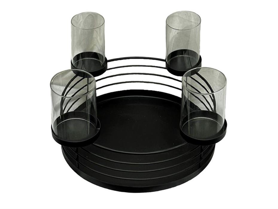 Kerzenhalter in Schwarz 
aus Metall 
für 4 Stumpenkerzen