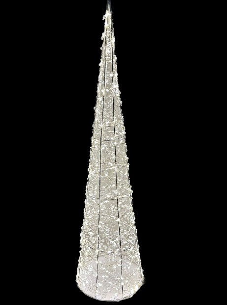 LED Kegel weiss Outdoor aus Metall mit 400 LED Micro Light Grösse 20x20x80cm