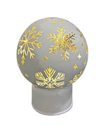 LED Glas Deko Kugel silber mit Rotation mit 15 LED Schneeflocken Motive