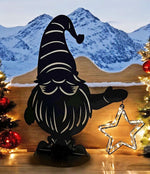 LED Wichtel Santa Outdoor aus Metall mit leuchtendem Stern mit 44 LED H45cm