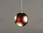 LED Glas Kugel rot mit Sternen mit 8 LED D10cm