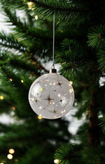 LED Glas Kugel mit Sternen Design mit 15 LED Farbe Sternen: Gold Kugel D:15cm