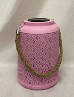 LED Solar Laterne in Rosa aus Metall D15.5cm H25.5cm