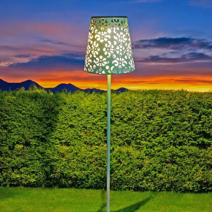 LED Solar Leuchte Gartenstecker aus Metall in Grün