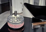 Schleuder-Aschenbecher rosa Crystal D:11 H:10cm Metall verchromt