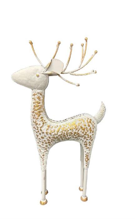 Deko Hirsch aus Metall weiss gold H73cm