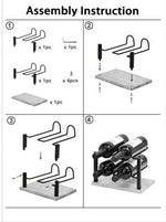 Weinregal für 4 Flaschen aus Metall und Holz in Braun