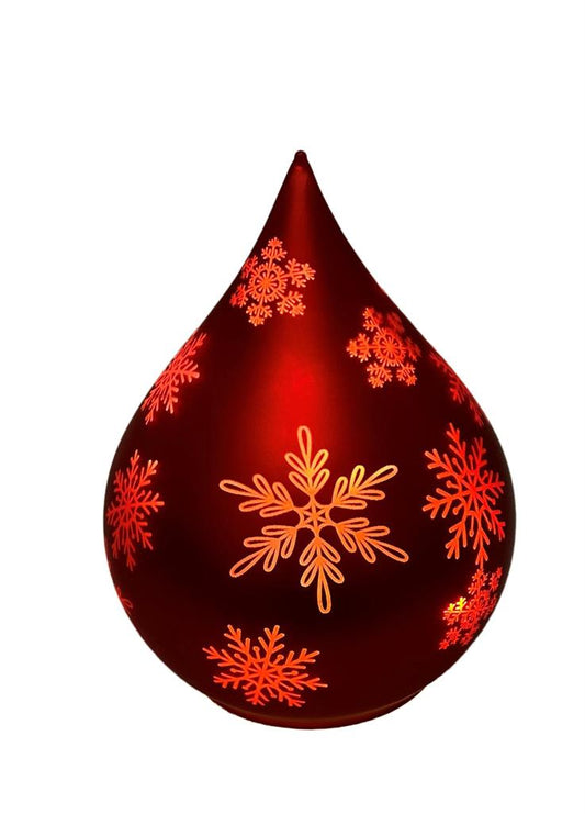 LED Glas Deko Wassertropfen rot mit10 LED zum Aufstellen Grösse 12x16cm