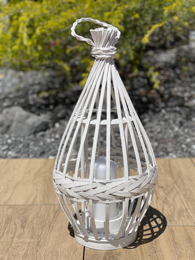 Laterne aus Bambus mit Glaseinsatz und Kordel