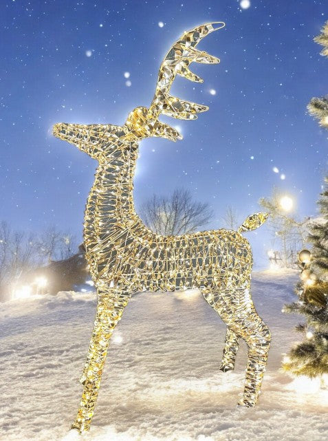 LED Rentier gold Outdoor aus Metall mit 720LED Micro Light goldige PET Streifen