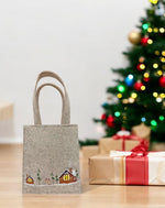 Tasche Xmas aus Filz in Grau mit Weihnachtsmotiv