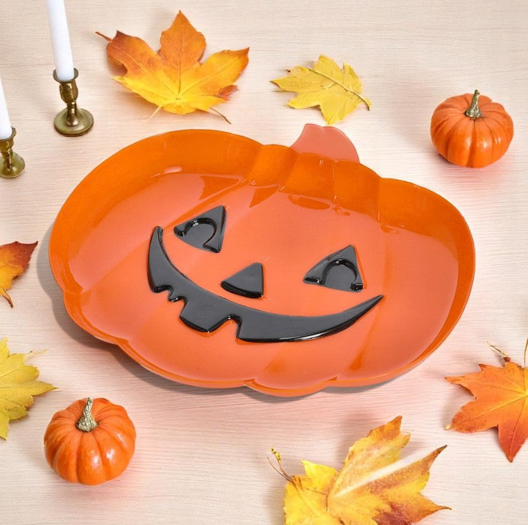 Teller Halloween Kürbis 30x27cm aus PP Sticker