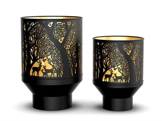 Windlicht Forest 2er Set aus Metall schwarz gold