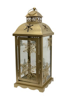 Laterne aus Metall mit Glaseinsatz Farbe: Gold L:16cm B:16cm H:38cm