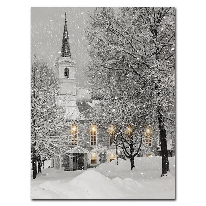 Tableau LED en toile
 Motifs : Église de paysage d'hiver
 6 LED