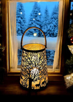 Laterne Forest mit Kordel aus Metall schwarz gold D26cm x H41cm