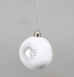 LED Glas Kugel silber mit Sternen mit 8 LED D10cm