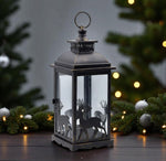 Laterne aus Metall schwarz mit Hirsch Design 14 x 14 x 35cm