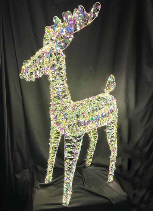 LED Rentier Candy Outdoor aus Metall mit 960 Micro LED Farbige PET Streifen