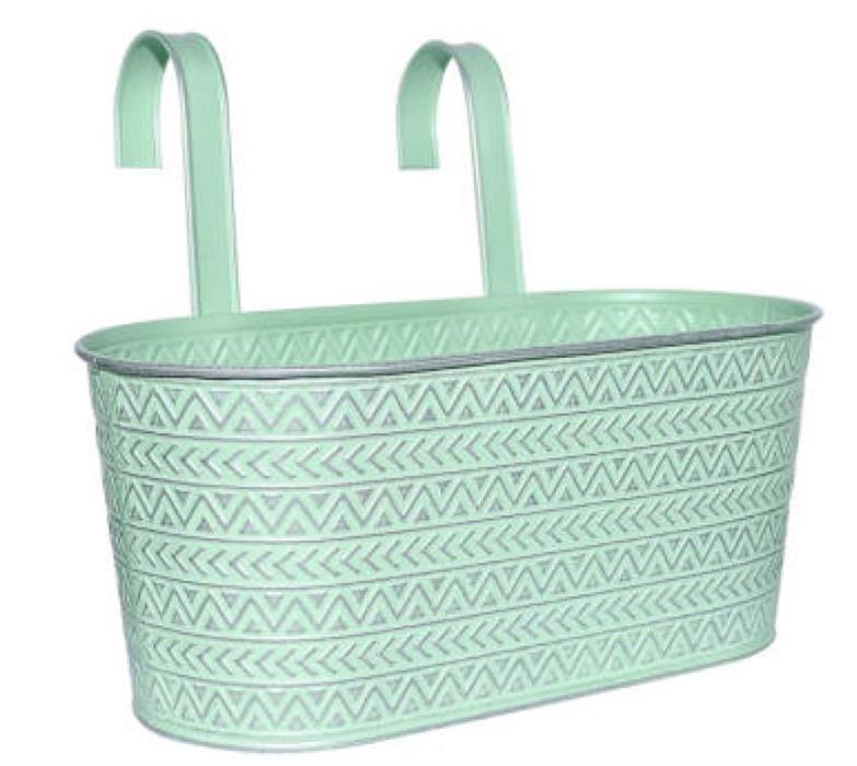 Übertopf aus Metall oval mit Haken Farbe: Grün L:16cm B33cm H:14cm