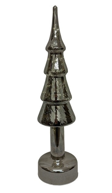 LED Glas Baum stehend und rotierend in Smoke Grey, transparent mit 15 LED