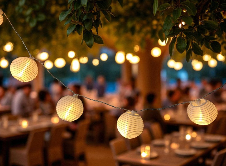 LED Lichterkette Outdoor weiss 
Nylon Ball
D7cm mit 10 LED L: 135cm