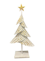 Deko Weihnachtsbaum aus Metall altweiss gold H59cm