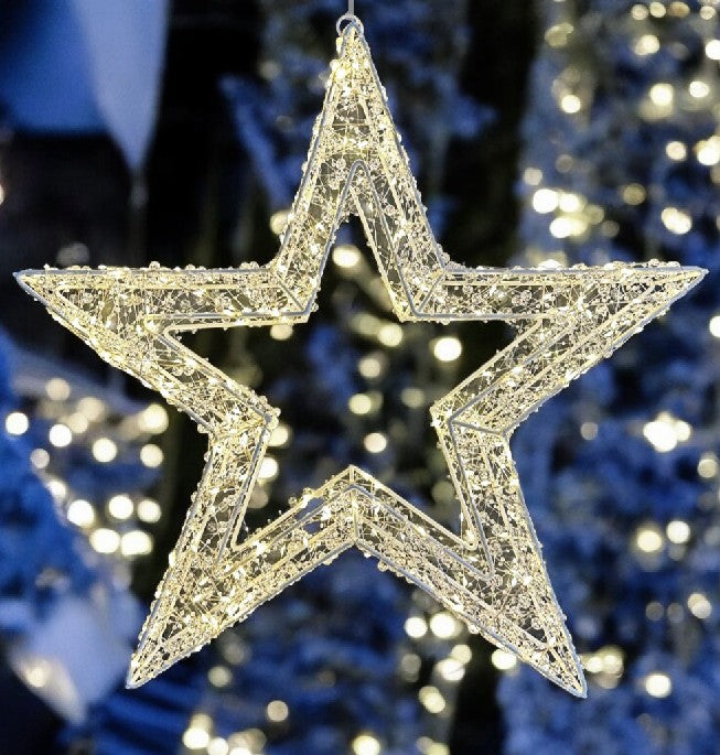 LED Stern weiss Outdoor aus Metall mit 500 LED Micro Light Grösse 8x50x50cm