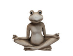 Frosch aus Polyresin 
Farbe: Braun/Weiss 
L:15cm B:5cm H:12.5cm